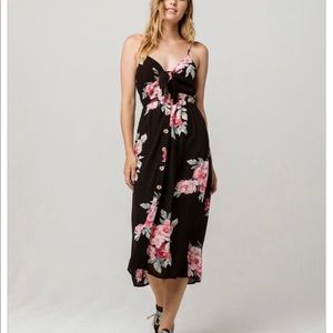 MIMI CHICA Floral Tie Front Midi Dress